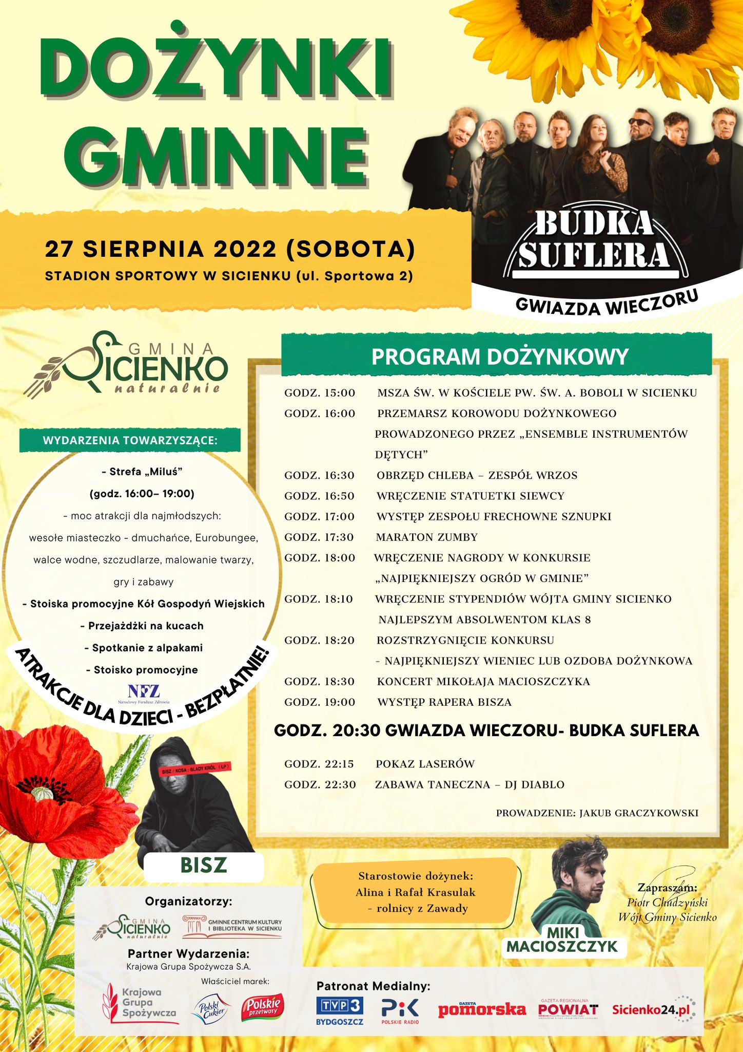 Plakat- Dożynko Gmine w Sicienku 2022