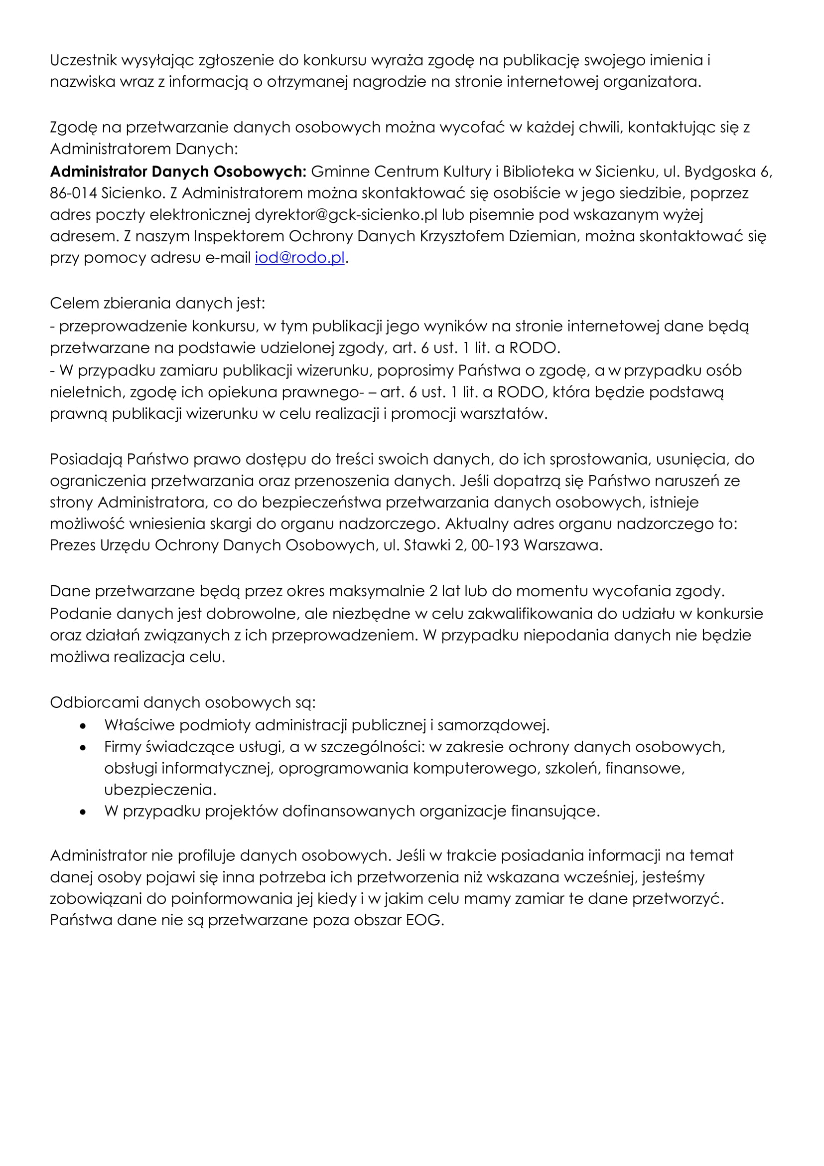Zgoda na publikację - kartka