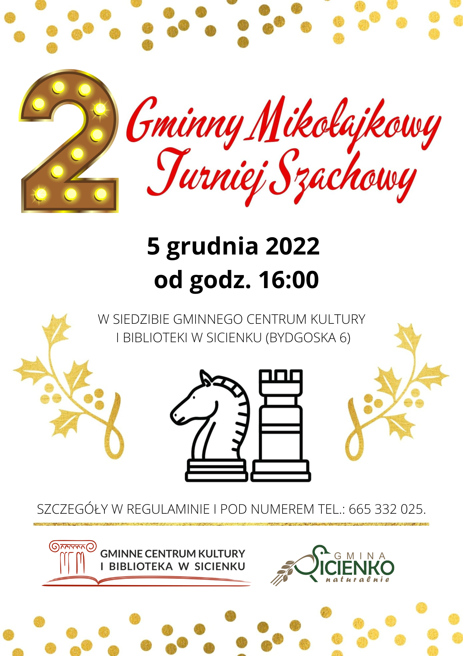 Plakat - Gminny Mikołajkowy Turniej Szachowy