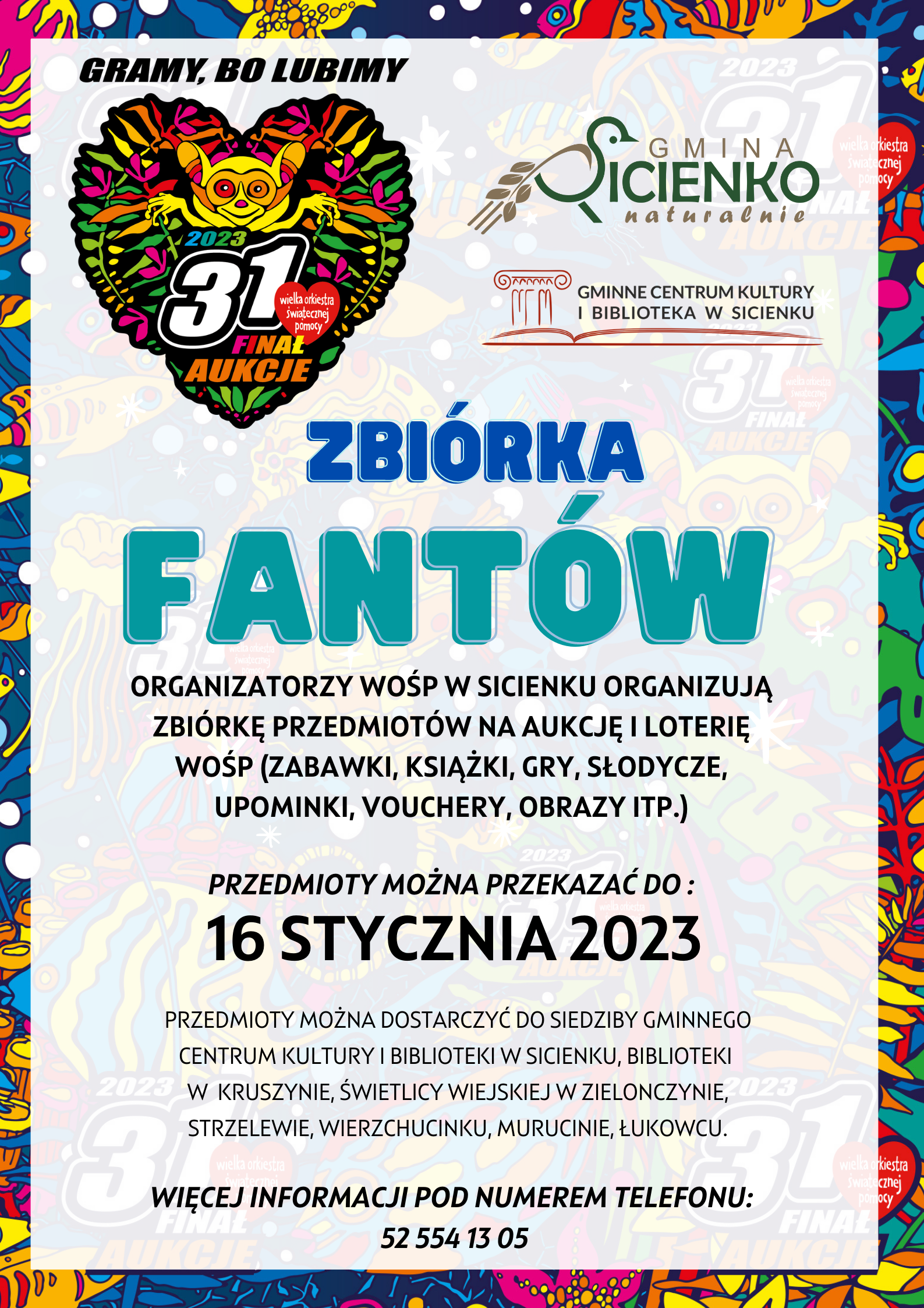 Plakat - zbiórka fantów wośp 2023 Plakat - zbiórka fantów wośp 2023