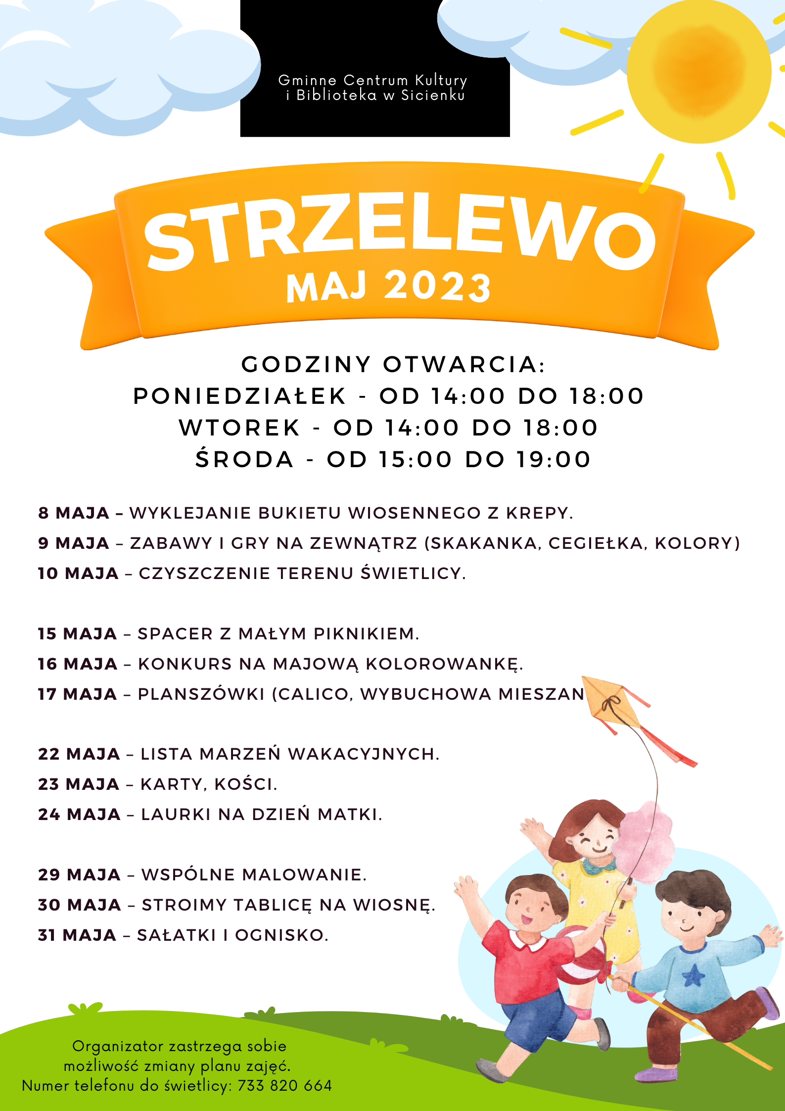 Plan pracy - maj 2023 Strzelewo