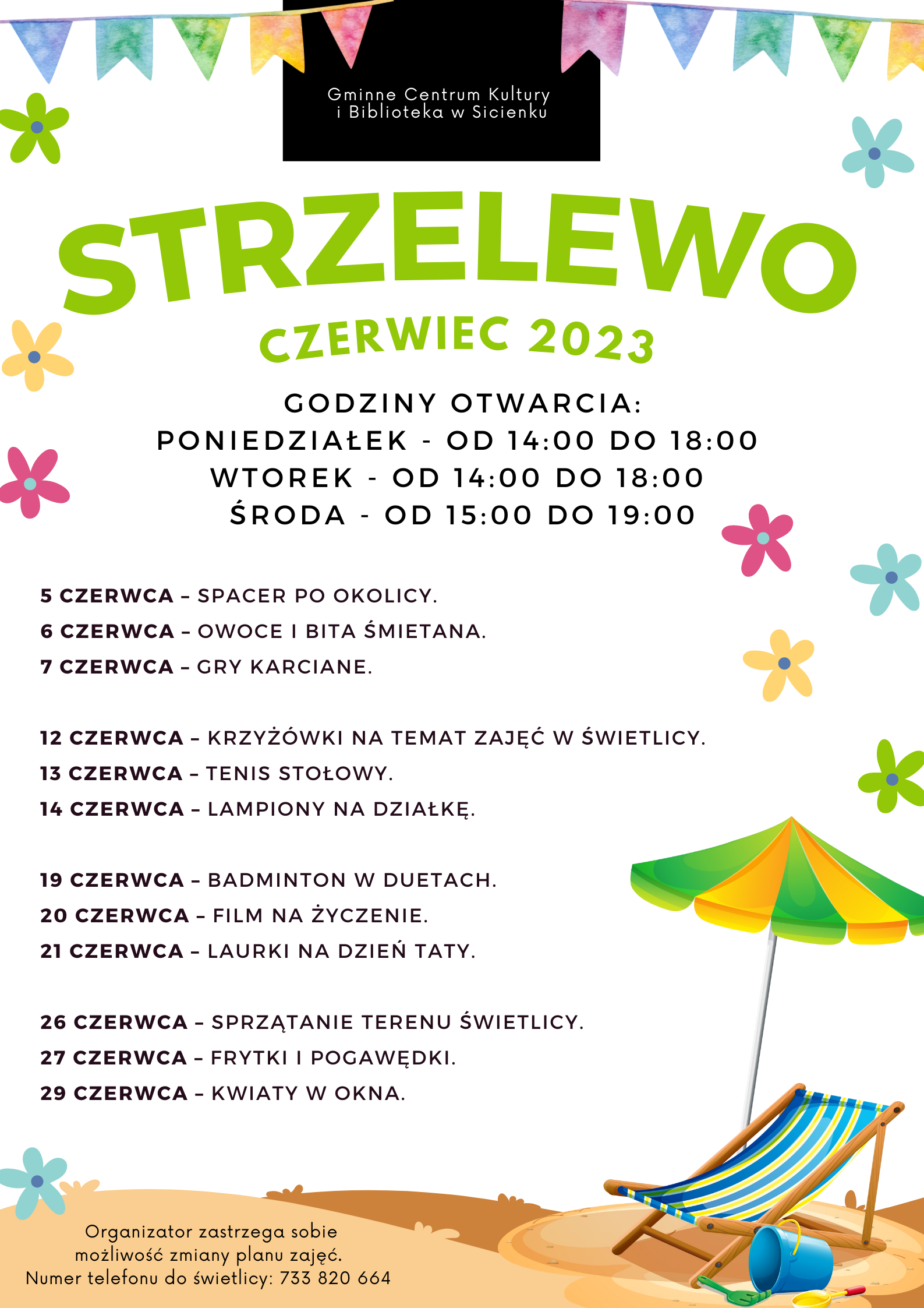 Plan pracy - czerwiec 2023 Strzelewo