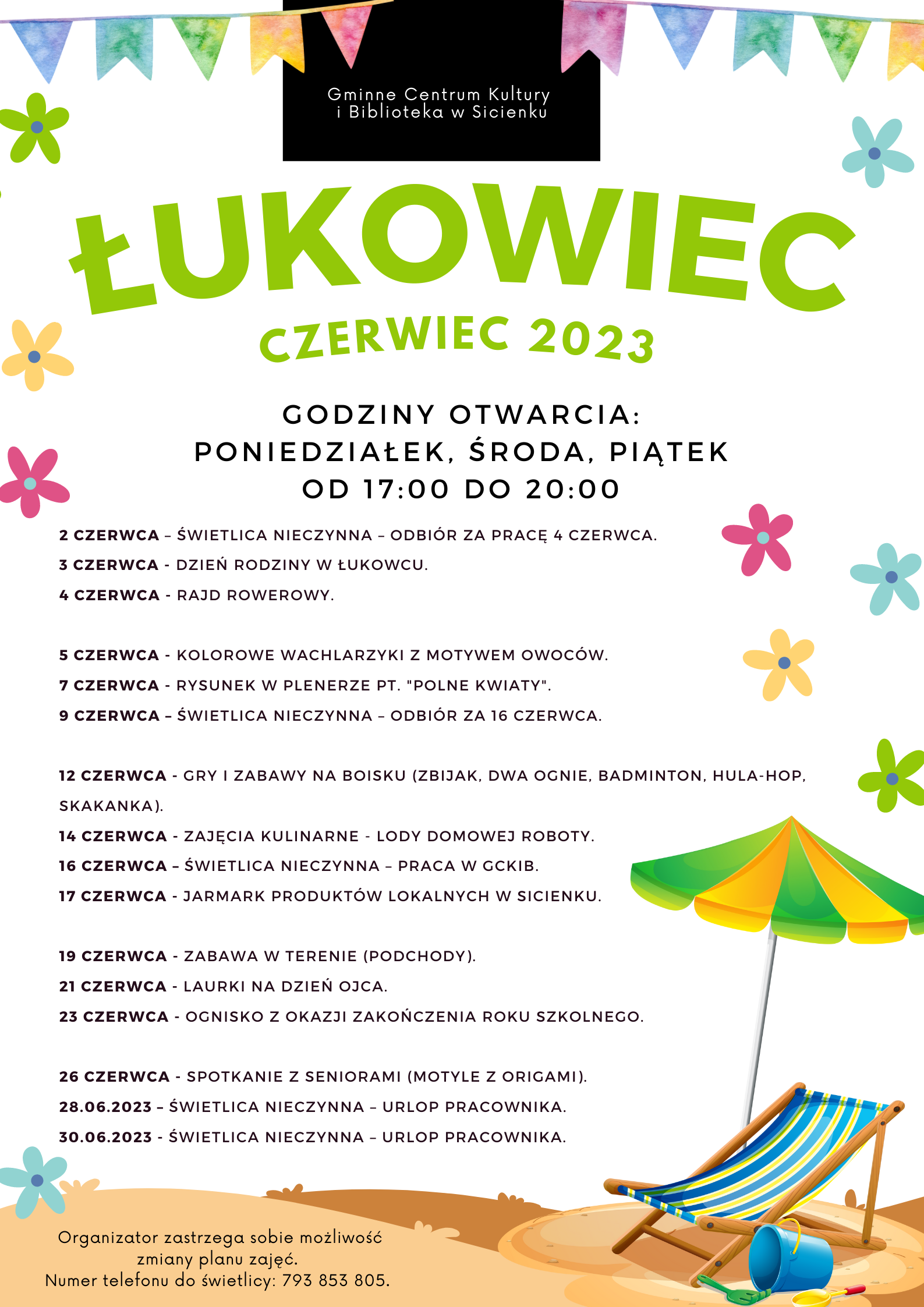 Plan pracy - czerwiec 2023 Łukowiec