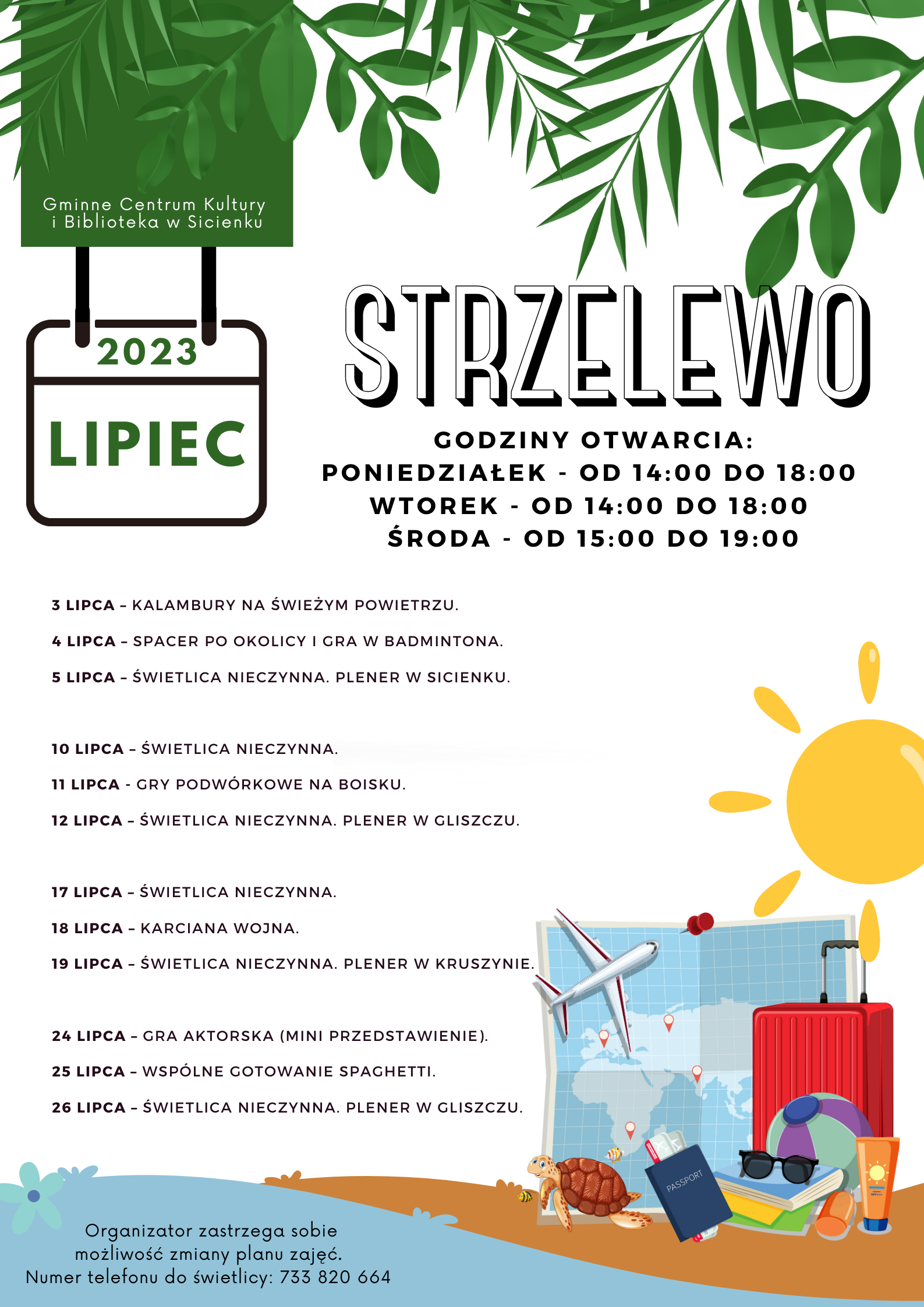 Plan pracy - lipiec 2023 Strzelewo