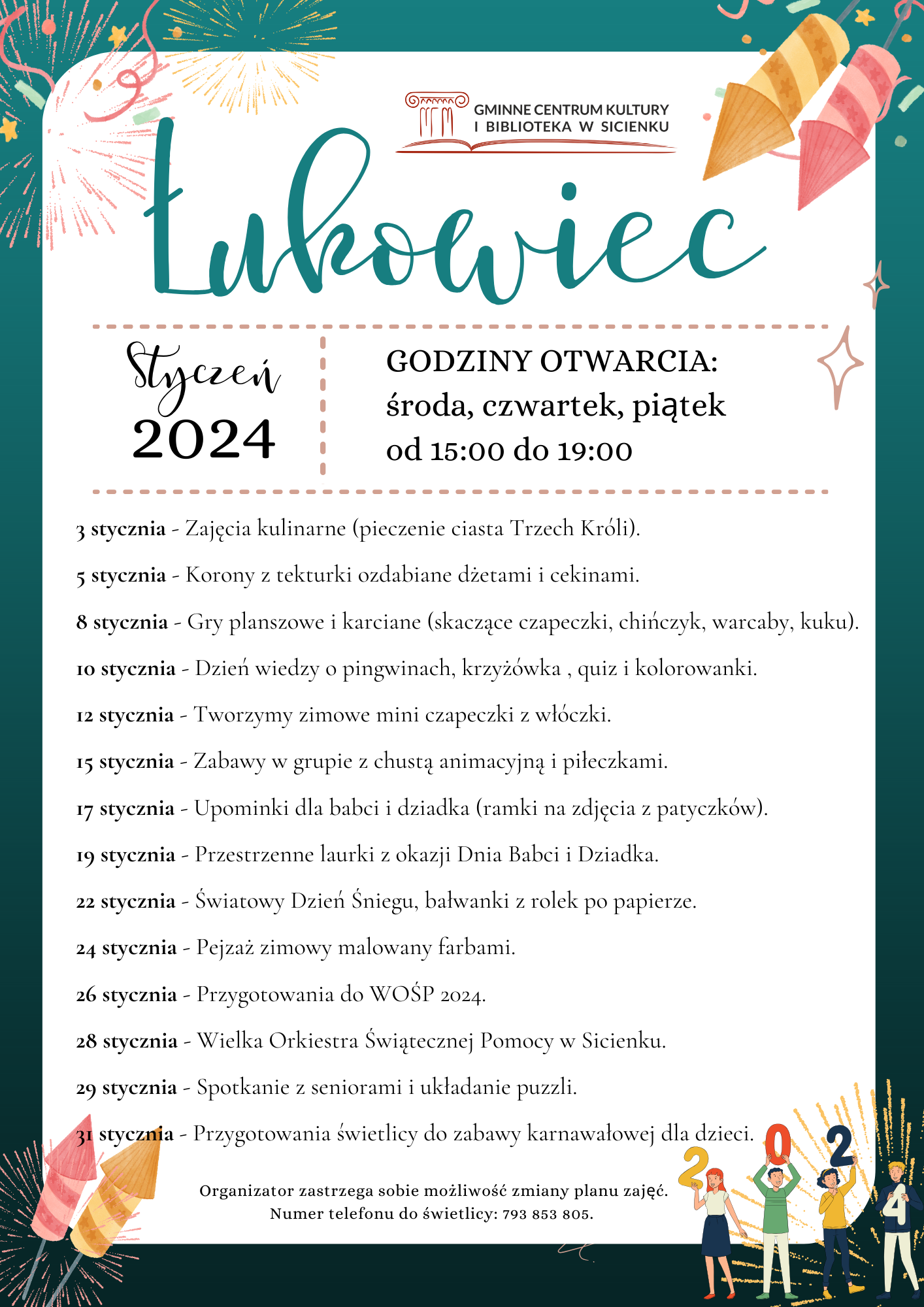 Plan pracy - styczeń 2024 Łukowiec