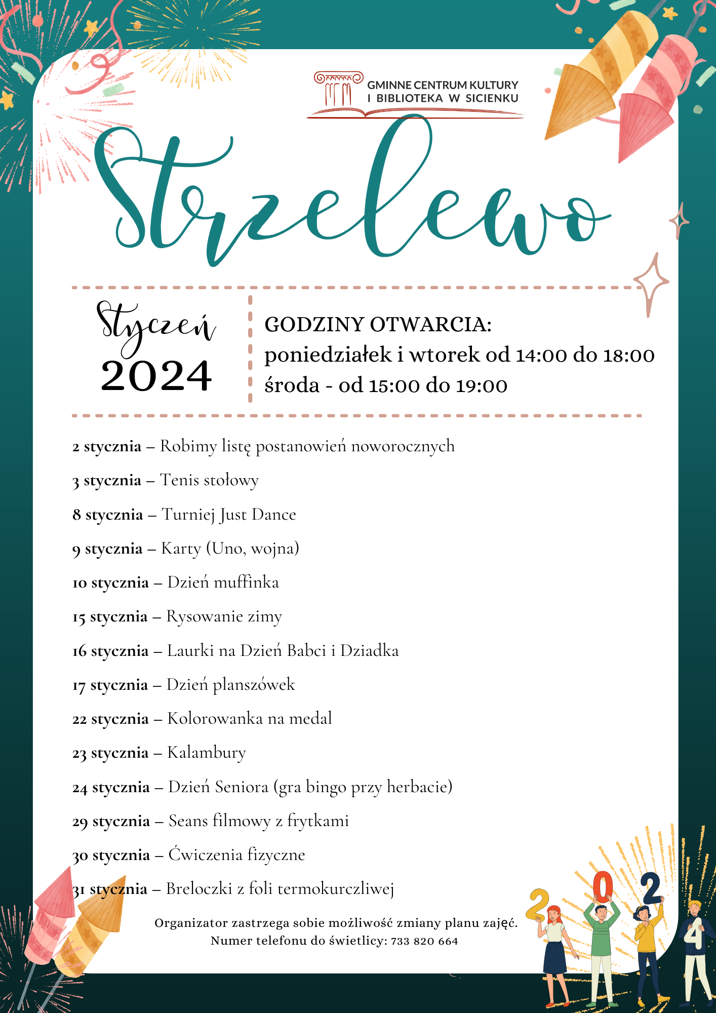 Plan pracy - styczeń 2024 Strzelewo