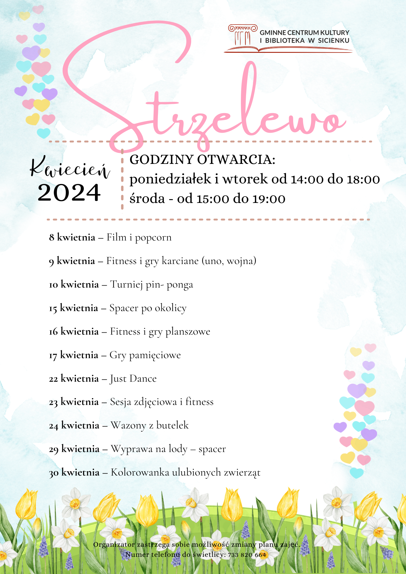 Plan zajęć - kwiecień 2024 Strzelewo