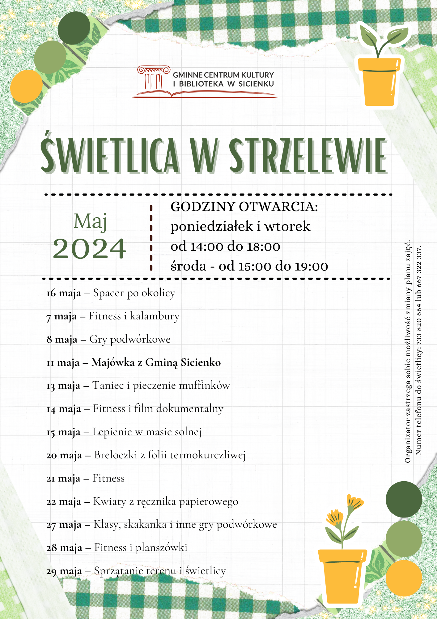 Plan pracy - maj 2024 Strzelewo 