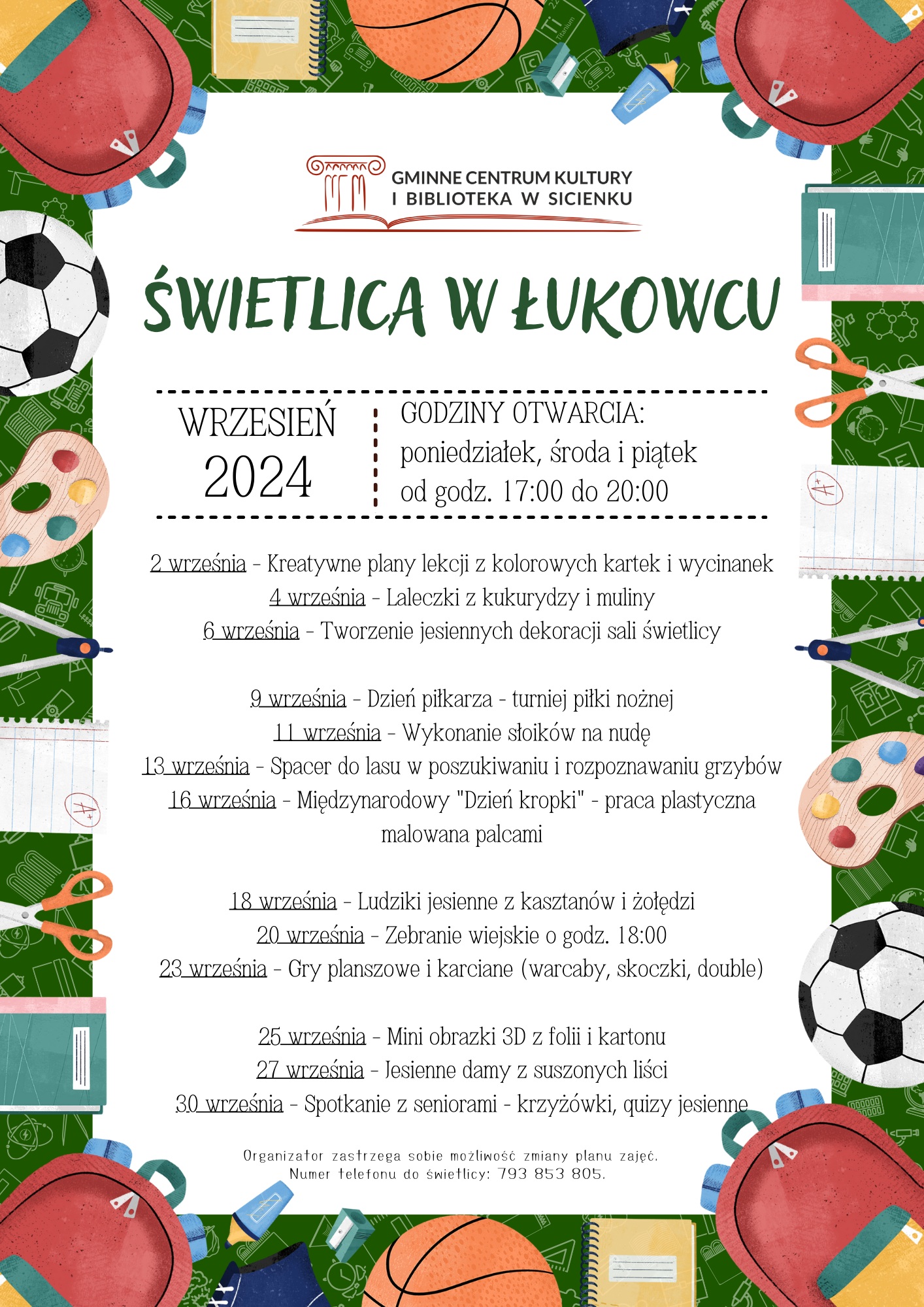 Plan zajęć - wrzesień 2024 Łukowiec Plan zajęć - wrzesień 2024 Łukowiec