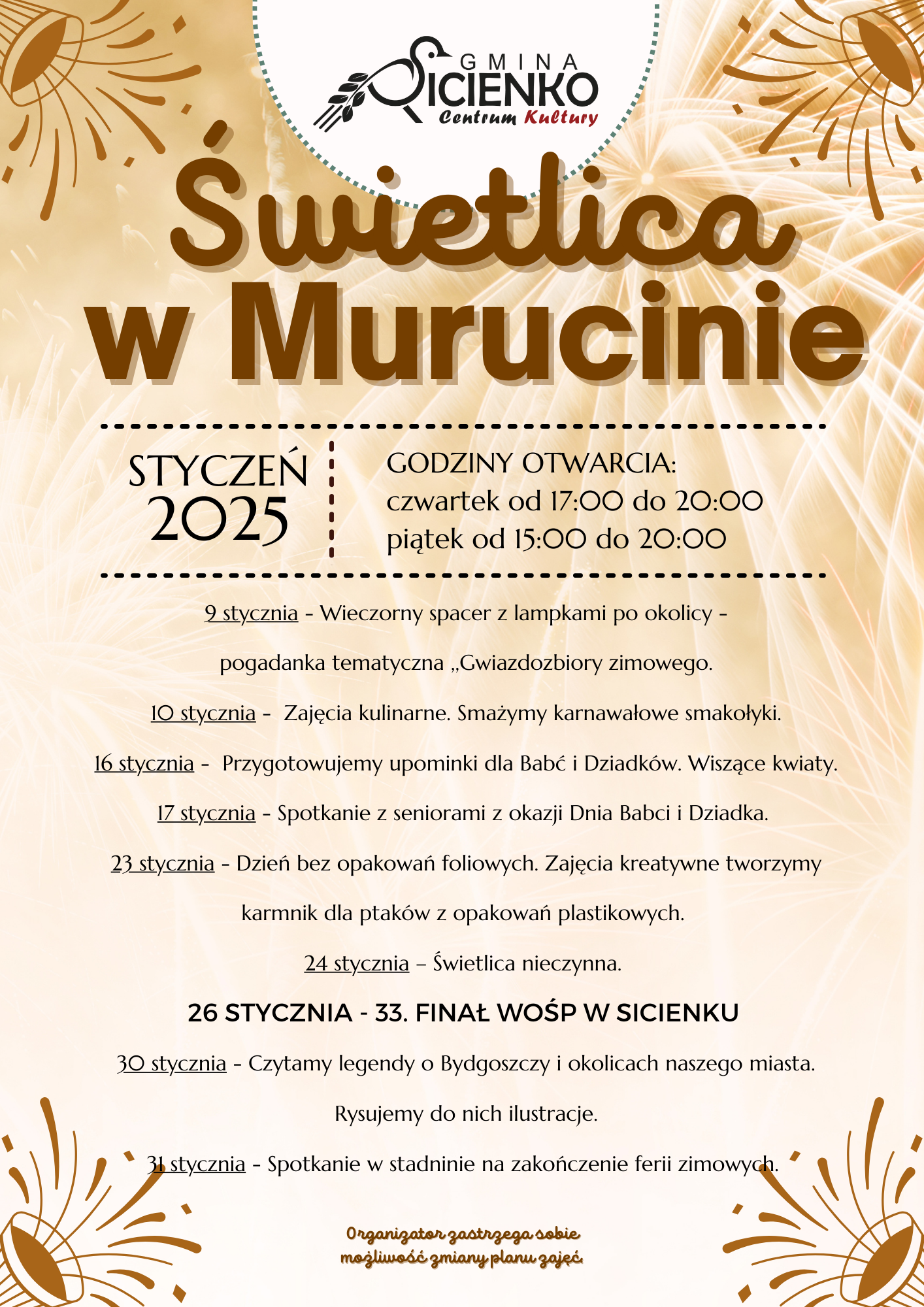 Plan zajęć - styczeń 2025 Murucin