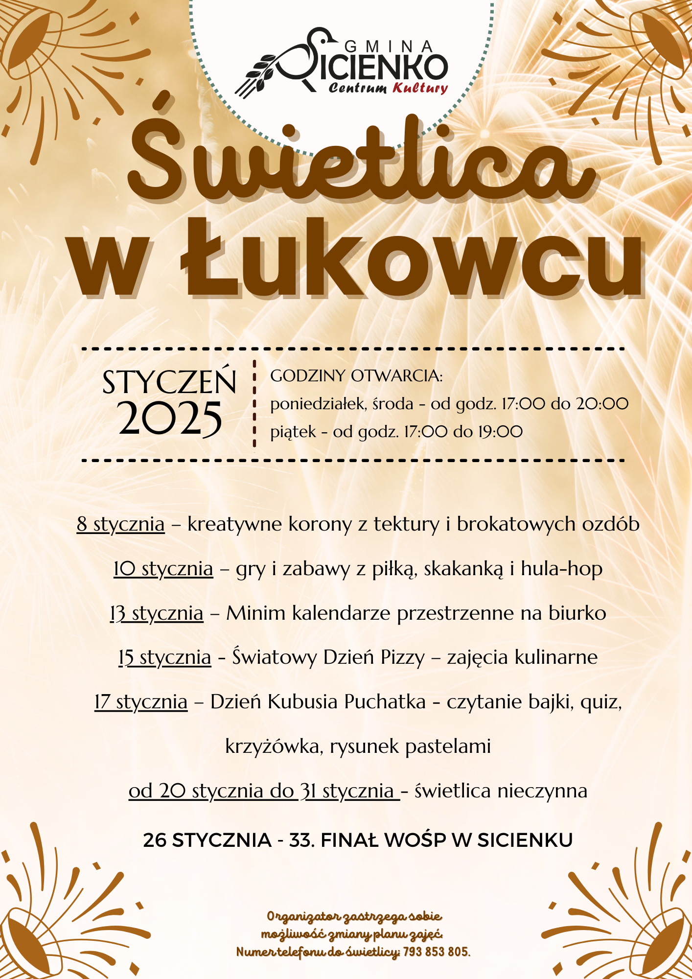 Plan zajęć - styczeń 2025 Łukowiec