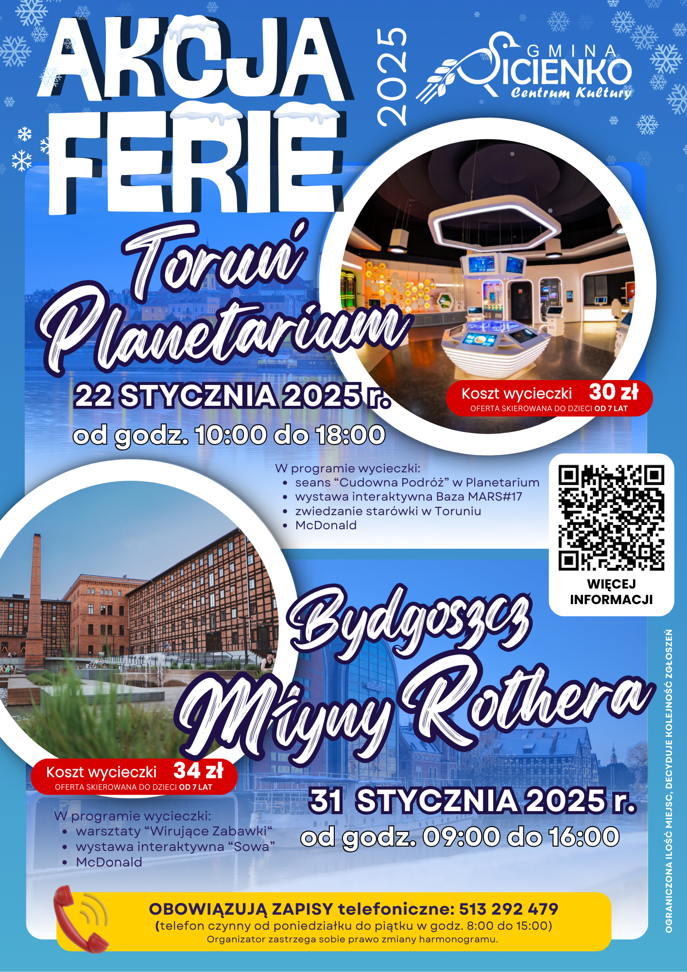 Plakat - Akcja Ferie 2025 wycieczki
