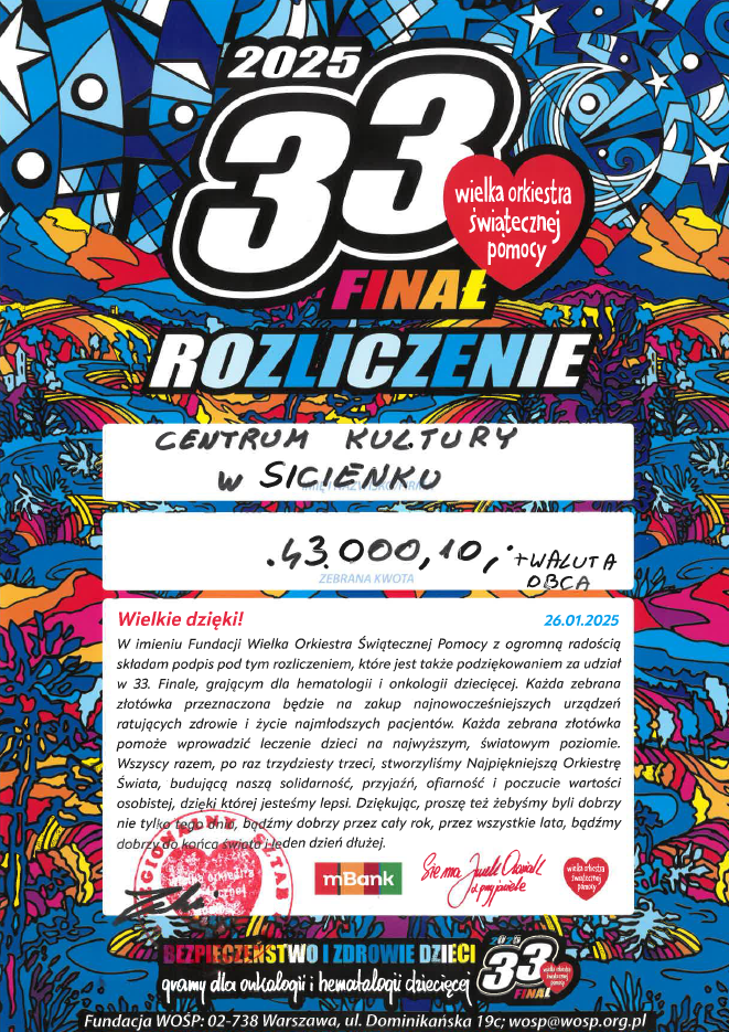 Rozliczenie WOŚP 2025 Rozliczenie WOŚP 2025
