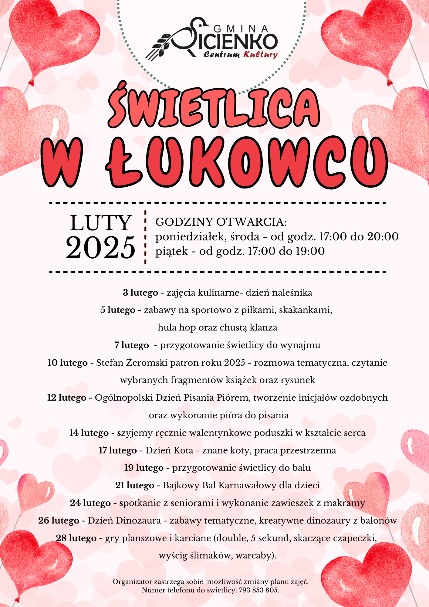 Plan zajęć - luty 2025 Łukowiec