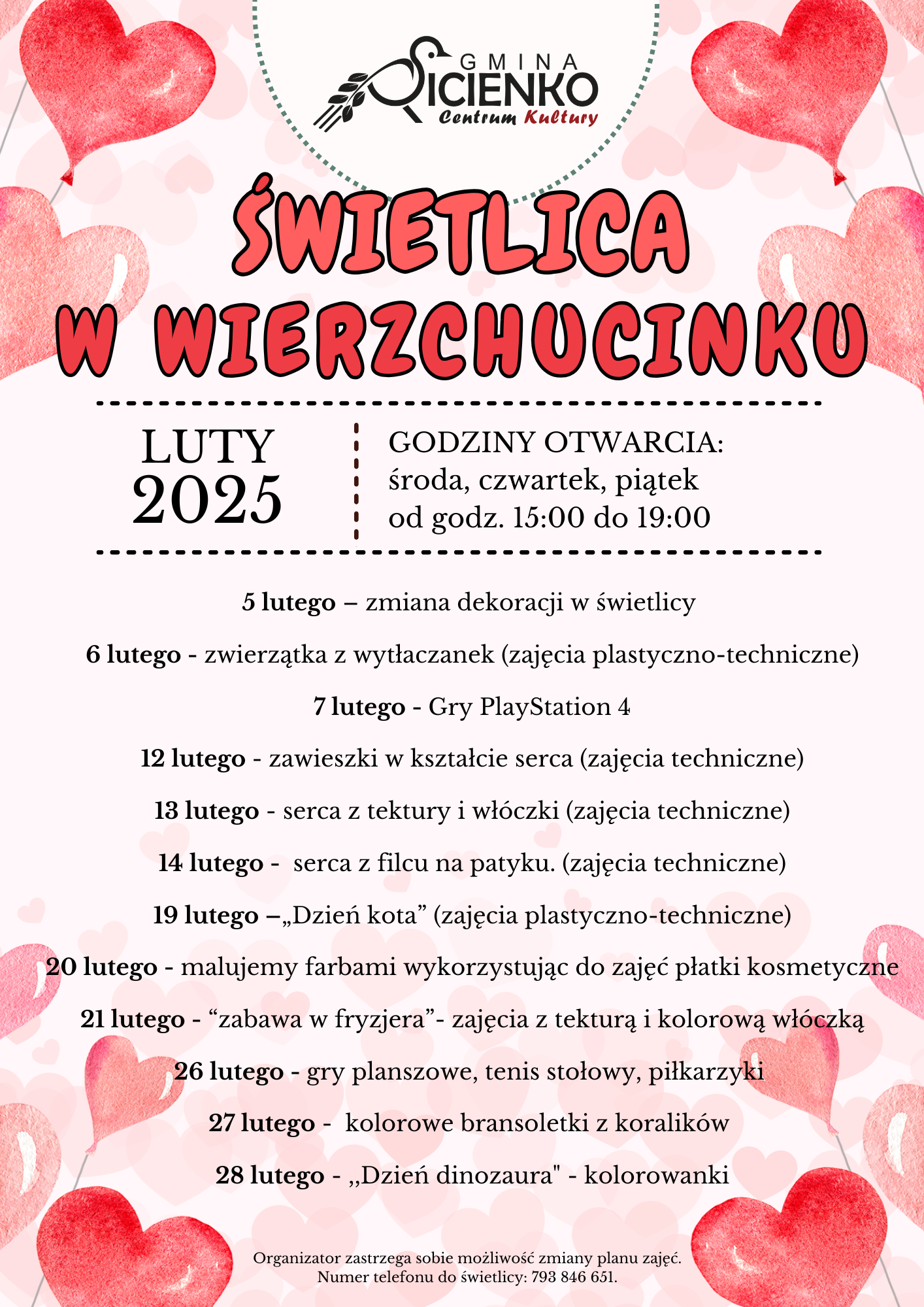 Plan zajęć - luty 2025 Wierzchucinek