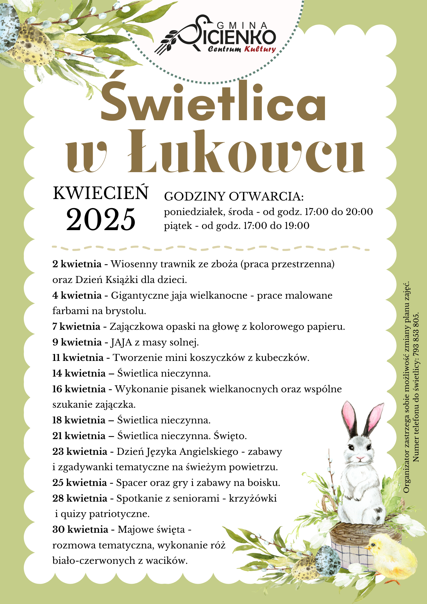 Plan zajęć - kwiecień 2025 Łukowiec Plan zajęć - kwiecień 2025 Łukowiec