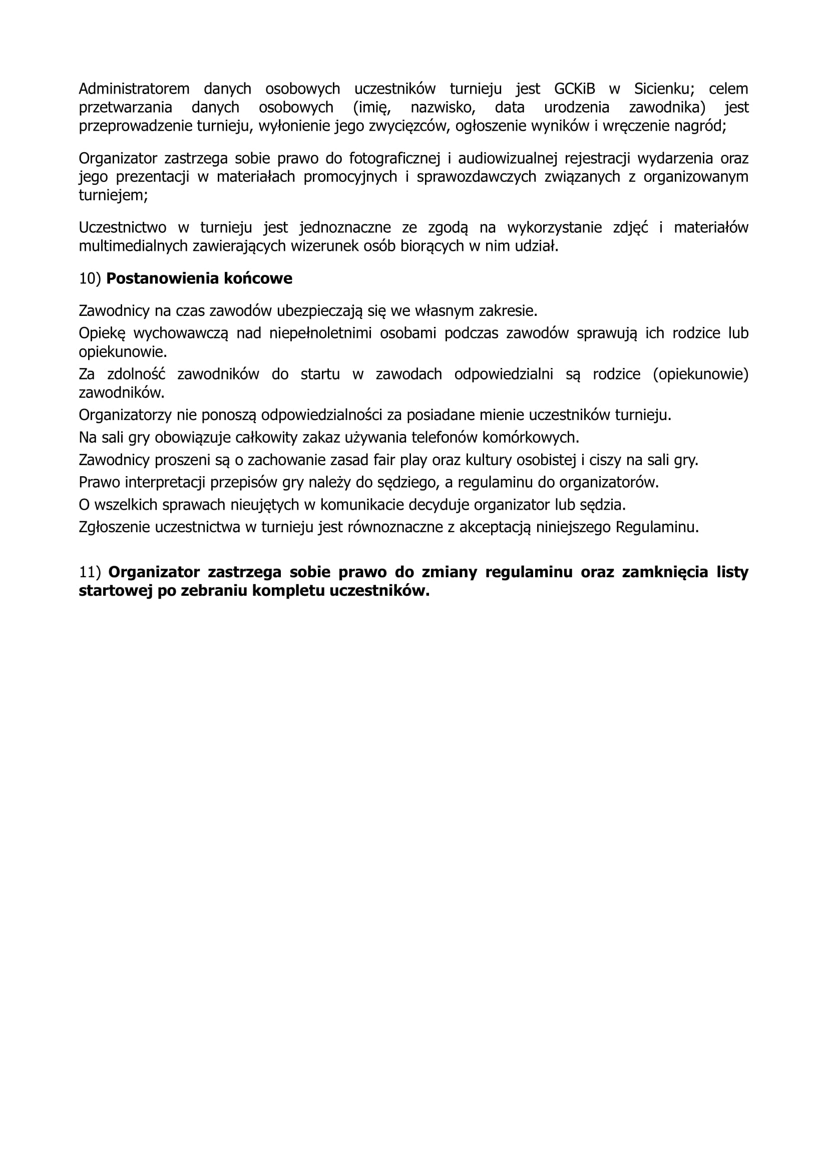 Regulamin 2 - turniej szachowy Regulamin 2 - turniej szachowy